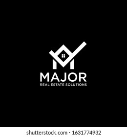 Simple and unique logo design of letter M and home with dark background - EPS10 - Vector.