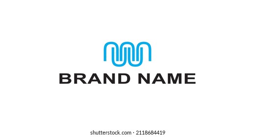 simple and unique logo design with a luxurious and elegant blue arch-shaped line concept