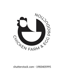 Logo simple y único de una granja de gallinas