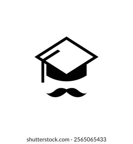 simple and unique logo of toga hat and moustache