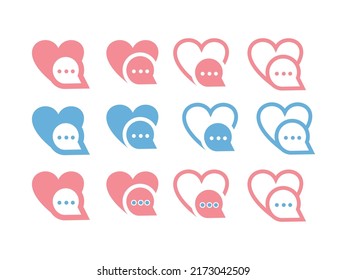 Simple and unique love chat icon logo vector design