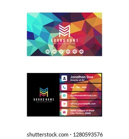 Simple And Unique Low poly Business Card. colorful polygon concept. Modern simple template.  polygon pattern vector design editable. Low poly design. - Vector