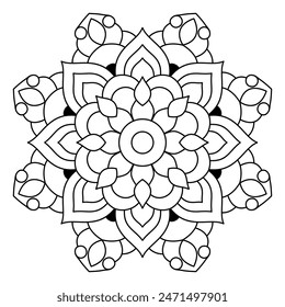simple and unique mandala design for coloring book, tattoo design, soothing mandala art

