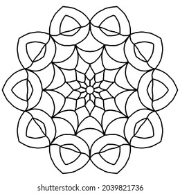 Sencillo símbolo único de mandala, estrella de estilo indio que calma o mandala floral. Bordes negros. Perfecto como logotipo, coloreado de la imagen del libro, etc. Gráfico vectorial en el tipo de archivo EPS, fácil de editar si es necesario.