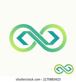 Simple and unique meta or infinity sign with cut and bracket on side image graphic icon logo design abstract concept vector stock. Can be used as symbol tech to application 