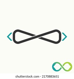 Simple and unique meta or infinity sign with cut and bracket on left right side image graphic icon logo design abstract concept vector stock. Can be used as symbol tech to application 