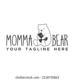 Simple and unique mother and child bear in hug position image graphic icon logo design abstract concept vector stock. can be used as a company symbol or related to animal