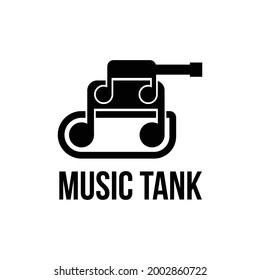 plantilla vectorial del logotipo del tanque de notas de música simple y única
