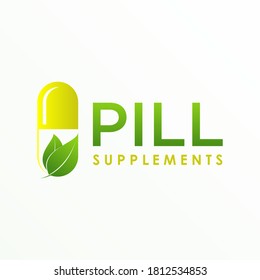 simple unique Pill or capsule and leaves image graphic icon logo design abstract concept vector stock. Can be used as a symbol related to medicine or herbal