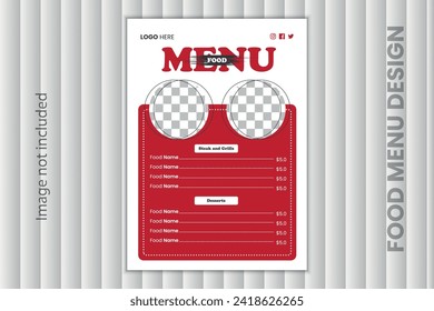 Simple and unique restaurant food menu design template