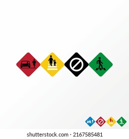 Simple and unique road symbol for rider, crossing, prohibited stop or warning image graphic icon logo design abstract concept vector stock. Can be used as a related to home sign or instruction
