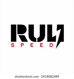 Simple unique run speed word design with a lightning symbol on the letter N.