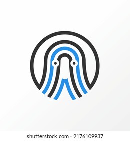 Simple and unique scary ghost in line with tech or network sign image graphic icon logo design abstract concept vector stock. Can be used as symbol related to computer or hacker