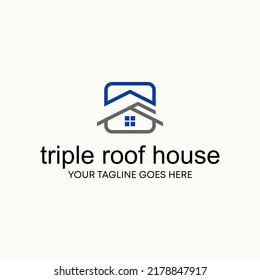 Simple and unique shape line three or triple roof house homes image graphic icon logo design abstract concept vector stock. Can be used as symbol related to property or living