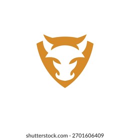 simple and unique shield bull head logo