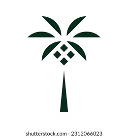 simple and unique silhouette of a palm tree with four rectangles