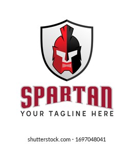 Simple and unique spartan or Gladiator helmet in guard or shield image graphic icon logo design abstract concept vector stock. Can be used as a symbol related to warrior or sport