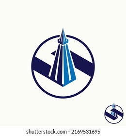 Simple and unique spire tower or pyramid with shadow like letter or word S font image graphic icon logo design abstract concept vector stock. Can be used as a symbol related to construction or initial