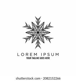 Dibujo de logotipo, diseño, vector, tallo y forma de hoja con concepto de lino