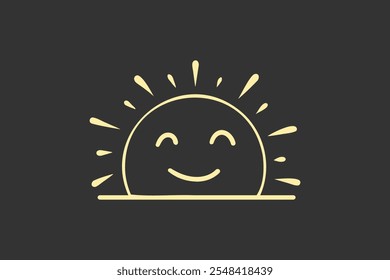 simple and unique sun doodle illustration on a plain background