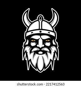 Simple and Unique Viking head logo illustration