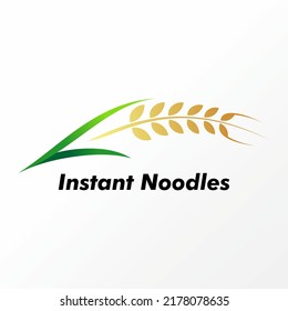 Simple and unique wheat plant or noodles with leaves and wheat seeds image graphic icon logo design abstract concept vector stock. Can be used as symbol related to food or bread