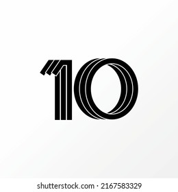 Simple and unique word or number 10 font with 3 parts cut and 3D image graphic icon logo design abstract concept vector stock. Can be used as symbol related to home initial or monogram