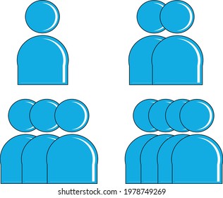 Simple unisex logos for one to four people.