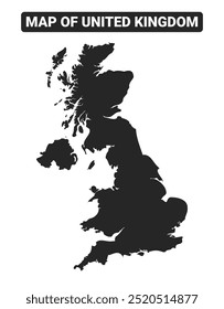 Simple United Kingdom Black map flat vector illustration