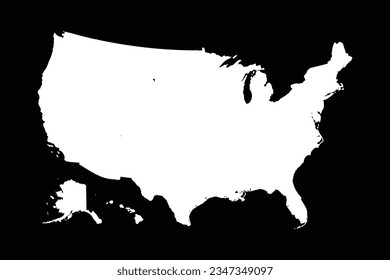 Simple United States Map Isolated on Black Background, can be used for business designs, presentation designs or any suitable designs.