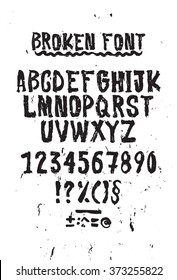 Simple universal font, letters and numbers. Imitation handmade lettering brush on paper