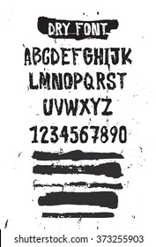 Simple universal font, letters and numbers. Imitation handmade lettering brush on paper