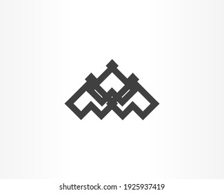 Simple universal icon logo with line squares concept