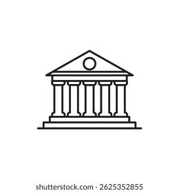 Simple University Building with Columns Icon Representing Higher Education