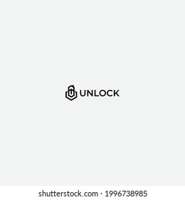 simple unlock and lock logo abstract