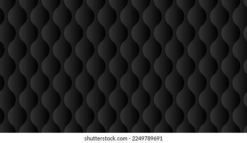 Simple upholstery quilted background. Black leather texture sofa backdrop. Vector illustration