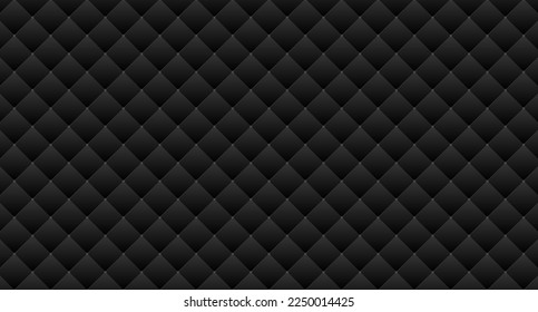 Simple upholstery quilted background. Black leather texture sofa backdrop. Vector illustration