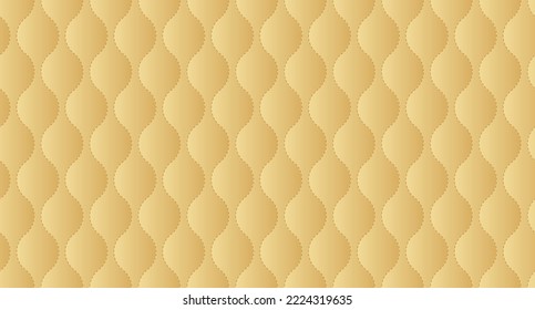 Simple upholstery quilted background. Gold leather texture sofa backdrop. Vector illustration