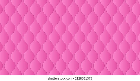 Simple upholstery quilted background. Pink leather texture sofa backdrop. Vector illustration