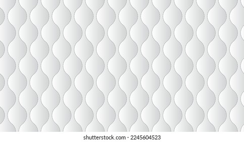 Simple upholstery quilted background. White leather texture sofa backdrop. Vector illustration