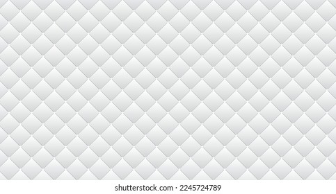 Simple upholstery quilted background. White leather texture sofa backdrop. Vector illustration