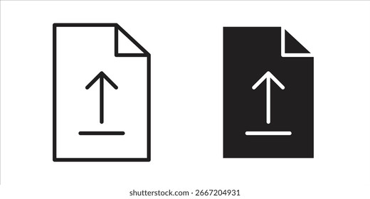 Einfache Upload-Symbole, ein weißes und ein schwarzes, einzeln auf dem jeweiligen Hintergrund. Geeignet für Webseiten und Apps.
