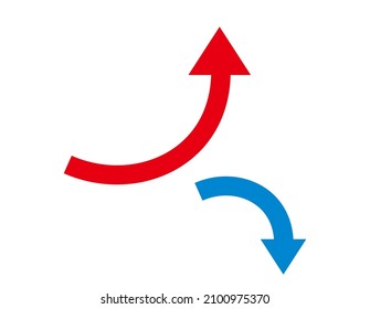 A simple upward arrow and graph. Icon. Line. up. down.
