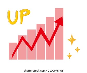 A simple upward arrow and graph. Icon. Line. up.