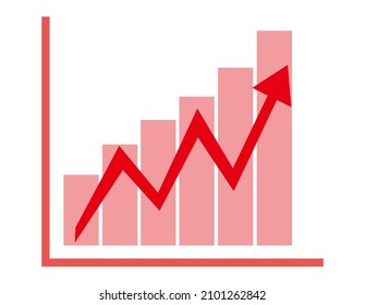 A simple upward arrow and graph. Icon. Line. up.