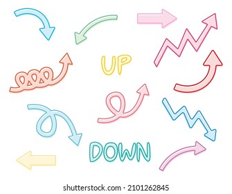 A simple upward arrow and graph. Icon. Line. up. down.