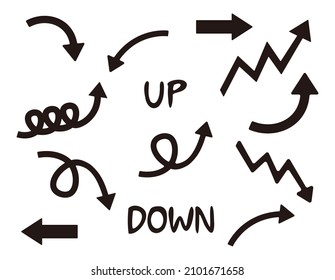 A simple upward arrow and graph. Icon. Line. up. down.