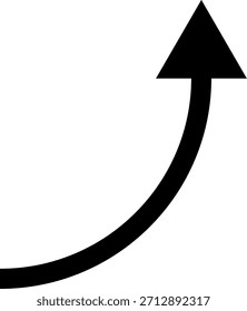 Uma seta curva inclinada para cima simples