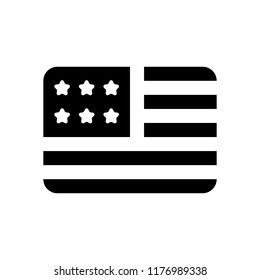 simple USA flag icon. Rectangle shape. Black on white background