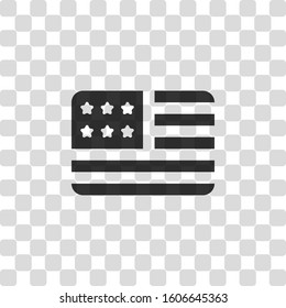 simple USA flag icon. Rectangle shape. Black symbol on transparency grid